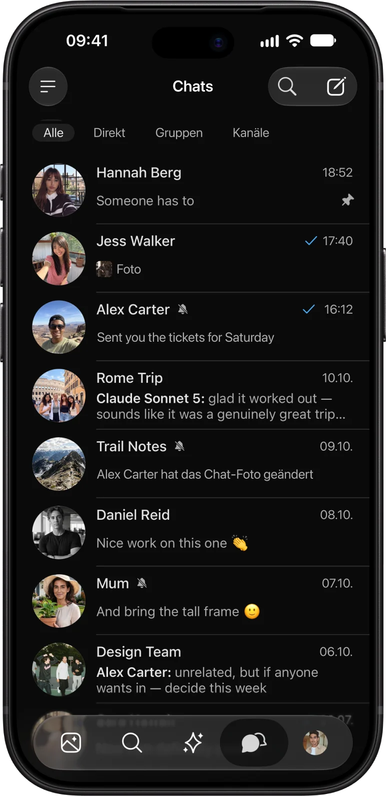 Die Chatliste von AmeChat auf dem iPhone